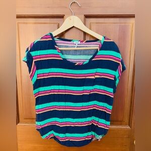 Splendid Vibrant Colors Striped Top Size Small, Capped Short Sleeves, Like New